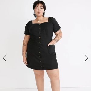 Madewell Plus linen cotton puff sleeve dress